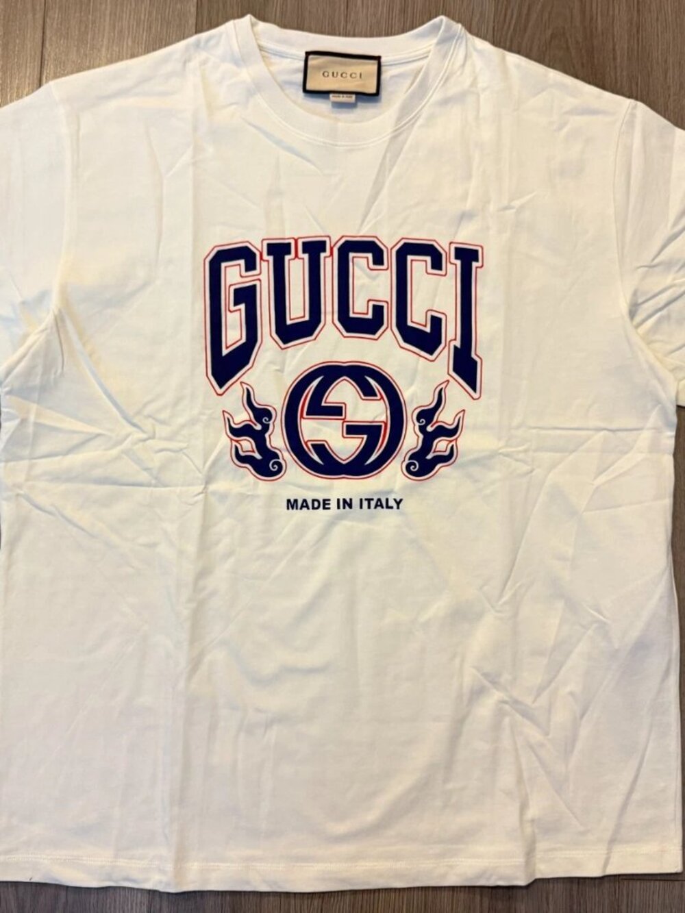 Gucci Cotton Jersey Printed Tee Shirt ivory sz L